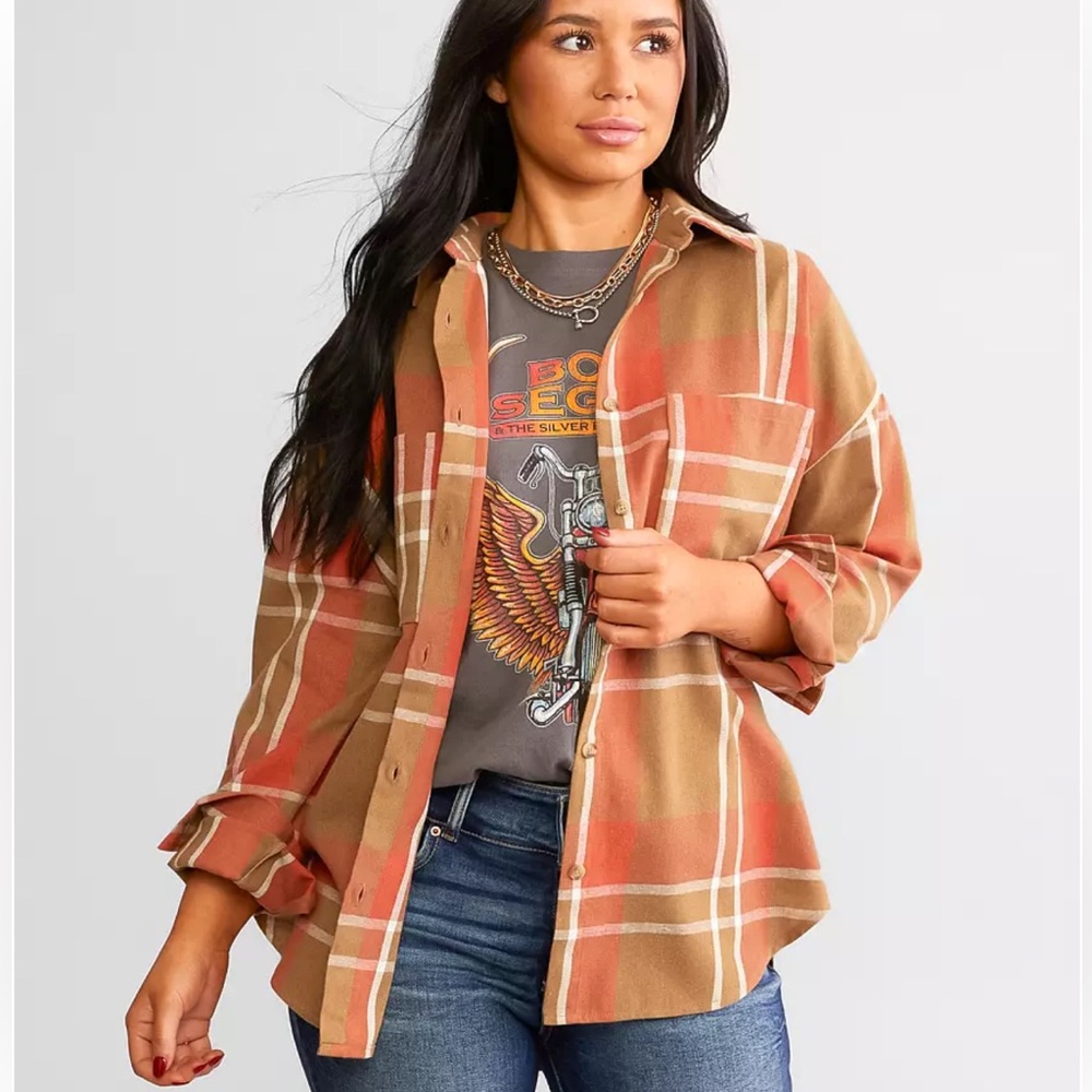 BKE Plaid Boyfriend Flannel size Medium
